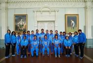 LONDON, ENGLAND - AUGUST 25:  The India team pose for a team photograph in the Lord's Long Room during the Women's Royal London ODI match between England and India at Lord's Cricket Ground on August 25, 2014 in London, England.  (Photo by Harry Engels/Getty Images)